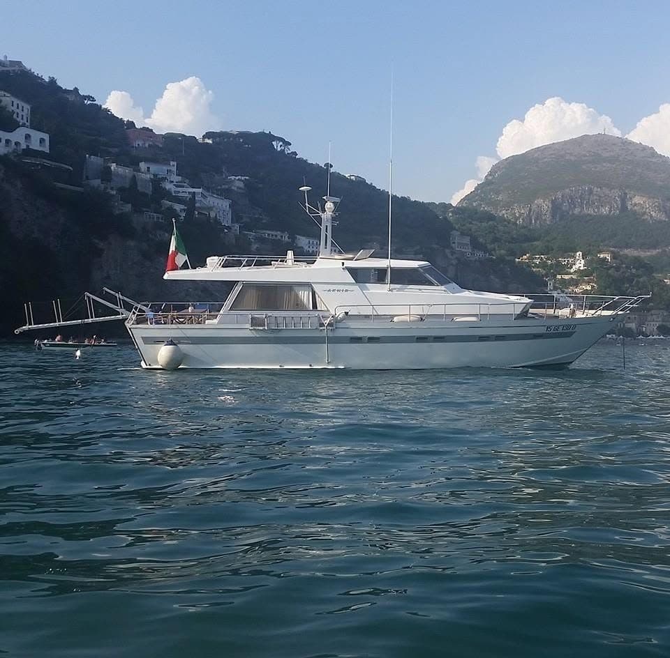 Antonella IV at anchor on the Amalfi Coast