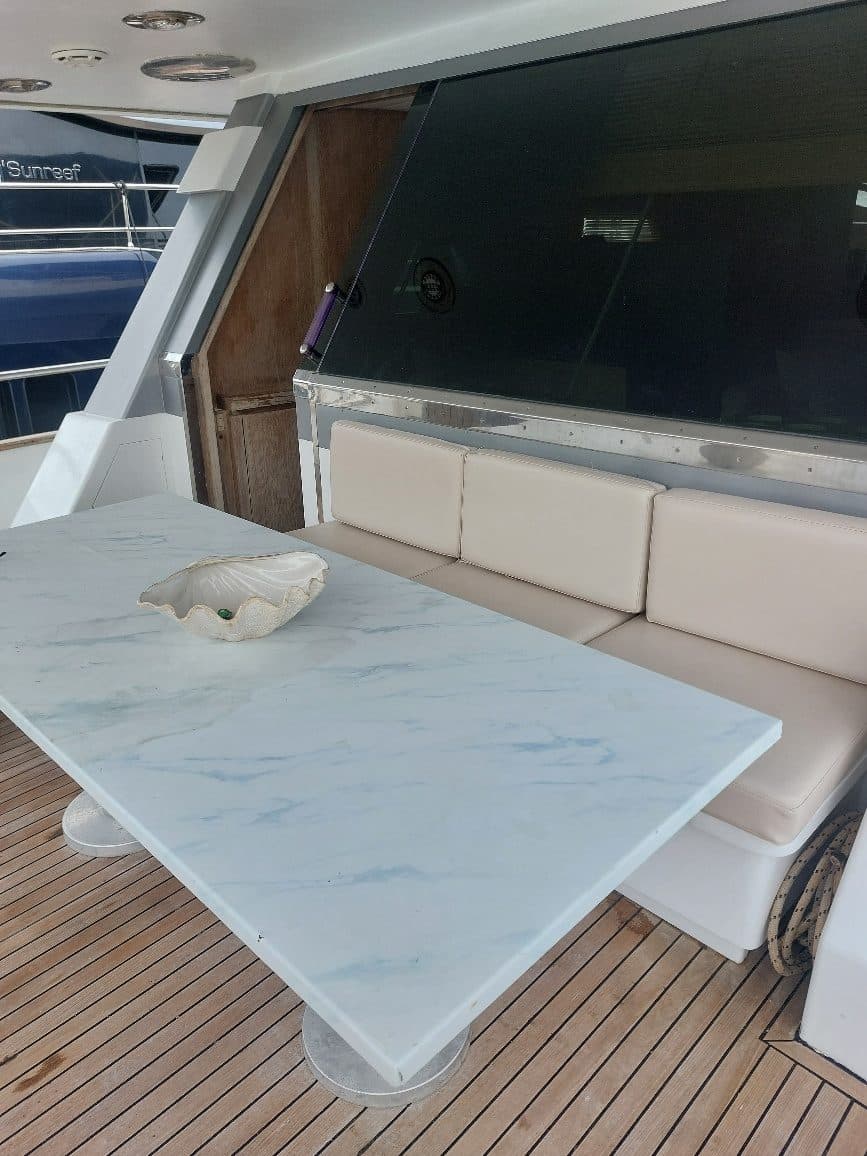 The aft deck table
