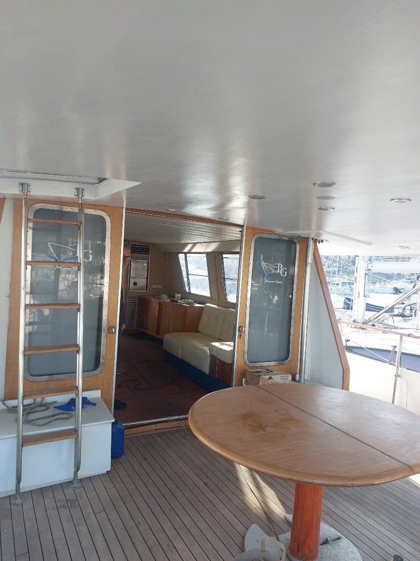 The large shaded cockpit